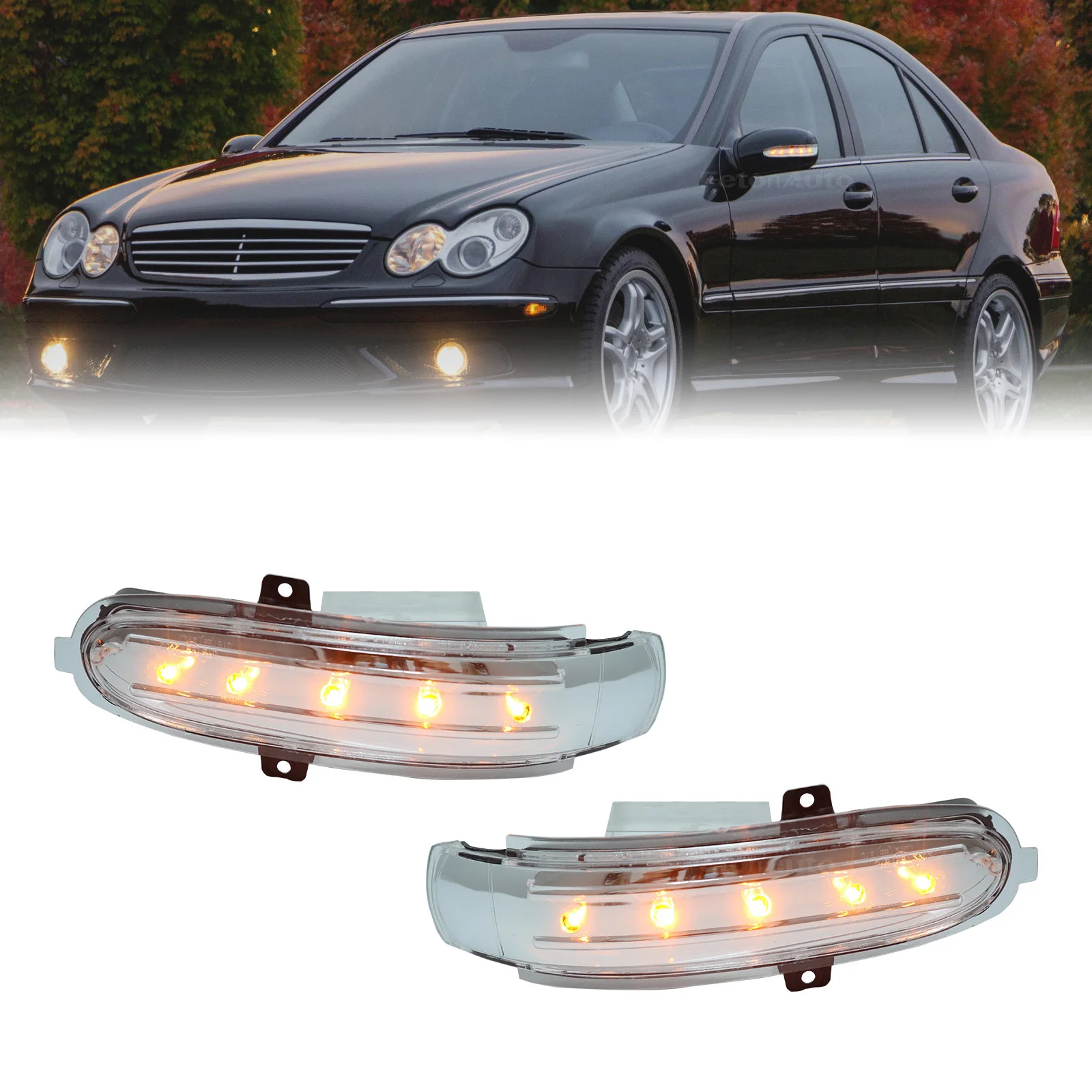 Lampa kierunkowskazu LED w kolorze bursztynowym, wskaźnik wstecznego kierunku, lampa w lusterku wstecznym do Mercedes Benz Klasy C W203 S203 CL203 C30 C32 C55
