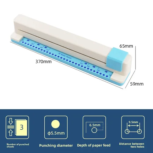 Imagen 2 del producto Perforadora de 30 agujeros A4 B5 A5 B6 A6 B7 A7, cuaderno de hojas sueltas, planificador de papel, perforador perforado de empuje manual, suministros de papelería escolar