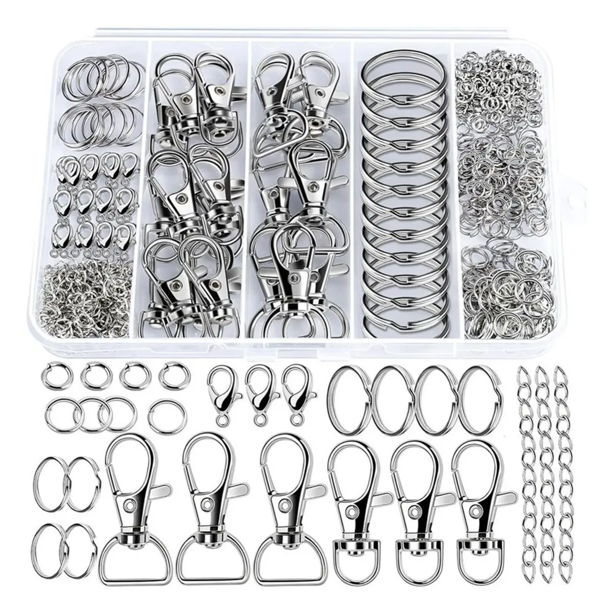 Workshop Gear 524PCS Keychain Making Kit with Key Chain Hooks, Lobster Clasps, Key Rings and Jump Rings for DIY Jewelry Making,