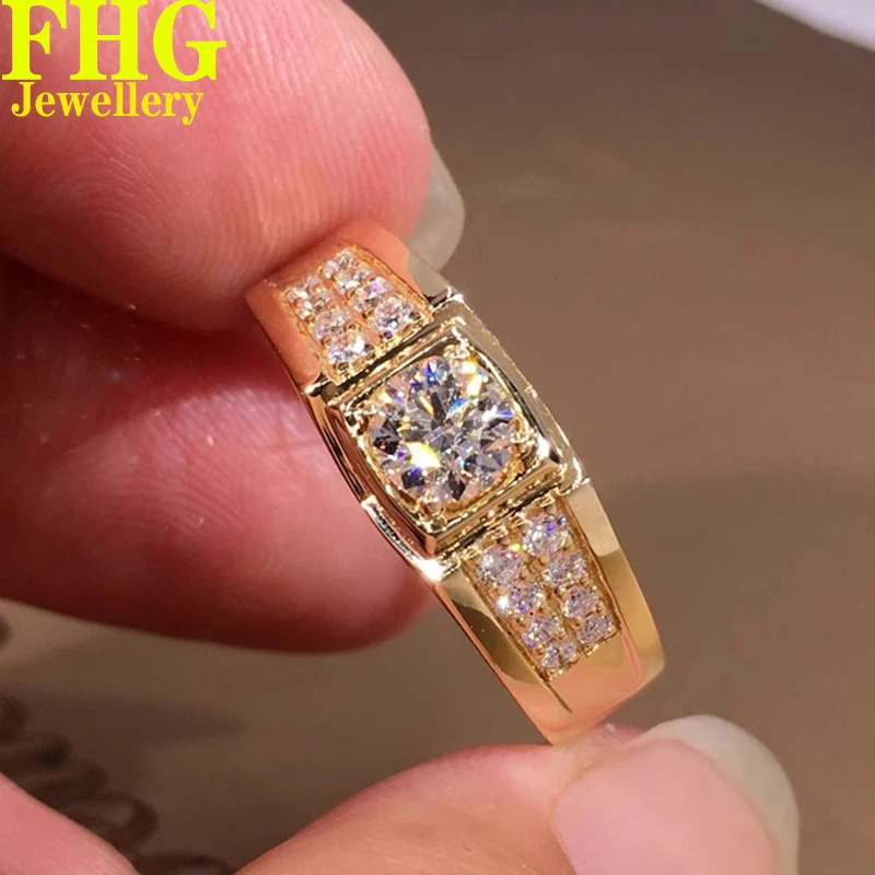 1 2 3 4 5 Carat Round Solid Au750 18K Yellow Gold Ring DVVS1 Moissanite Diamonds Wedding Party Engagement Anniversary Ring