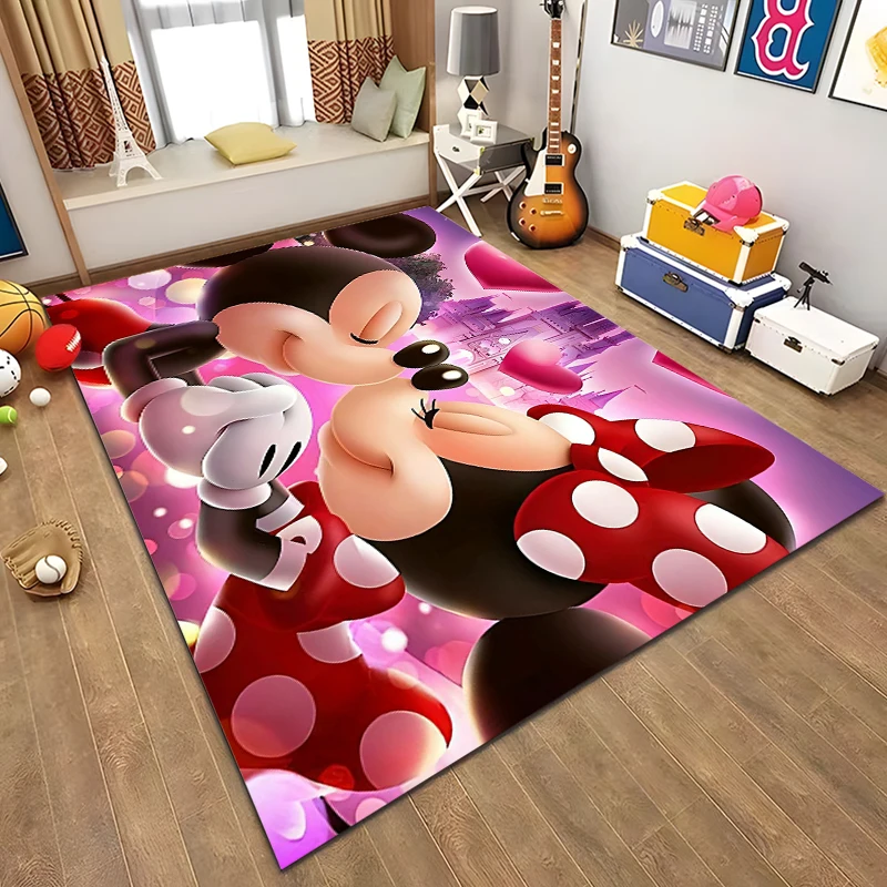 Disney Minnie Mouse-Mickey Area Rug,Carpet for Home Living Room Bedroom Sofa Doormat Kitchen Decor,Non-slip Floor Mat Anime Rug