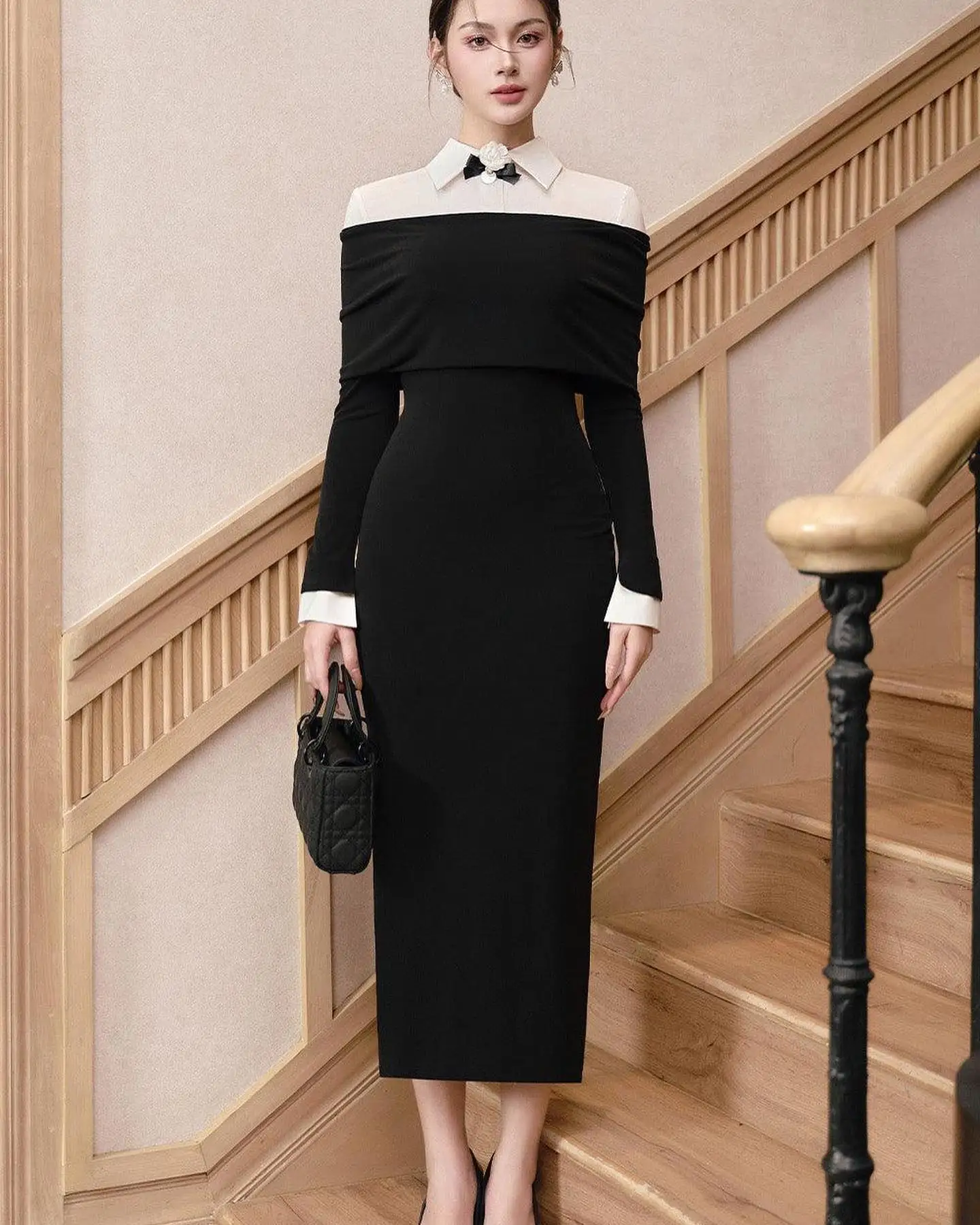 

Customized Modern Velvet 3D Flowers Evening Dresses Graceful Long Sleeves Crew neck Cocktail Dress Custom Made Party Dress