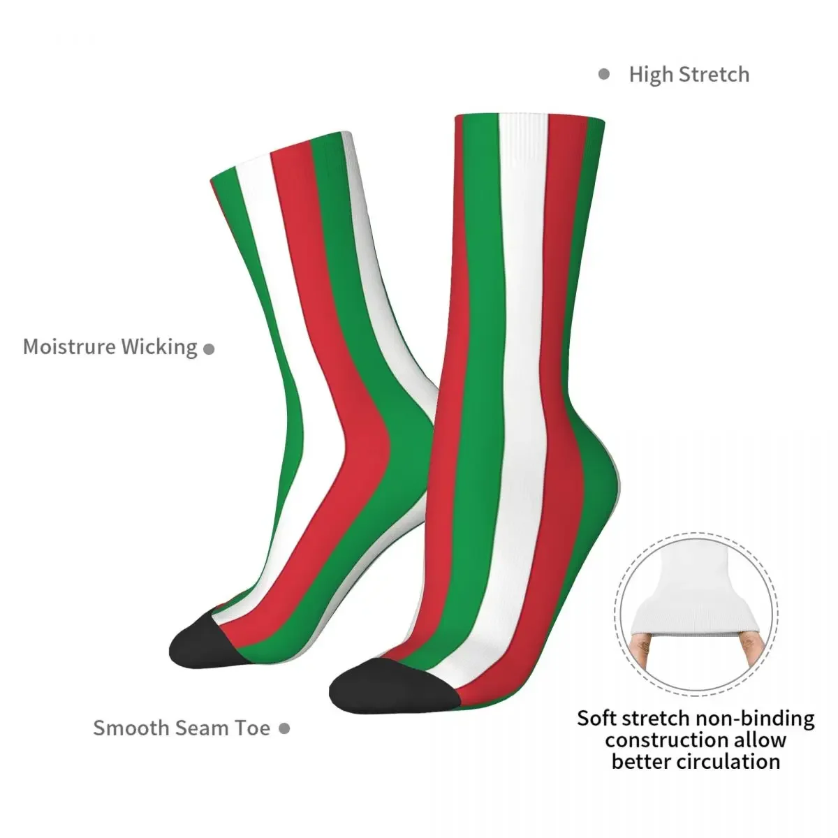 Flag Of Italy Socks Harajuku Super Soft Stockings All Season Long Socks Accessories for Unisex Christmas Gifts