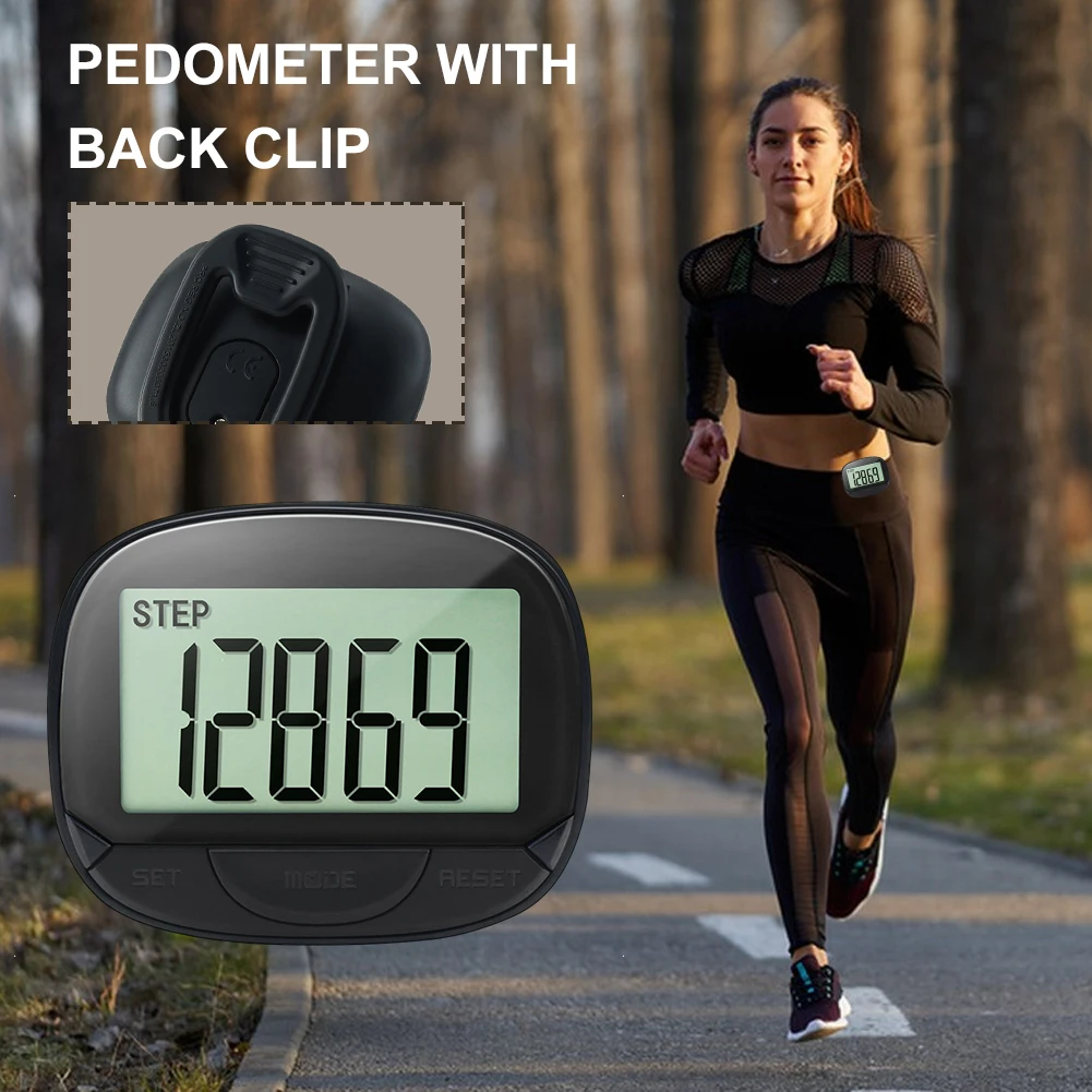 Clip-On Pedometer Calorie Pedometer Digital Display Simple Step Tracker Large Screen Multifunctional for Adults Seniors Dog