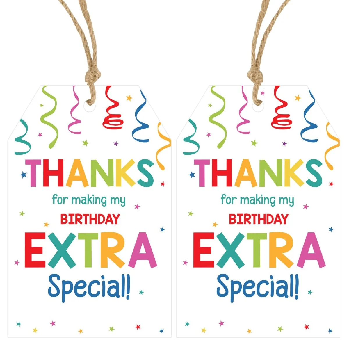 

Thank You Tags for Birthday Party Favor Confetti Birthday Thank You Gift Tag with String for Goodie Bag Happy Birthday Treat Bag