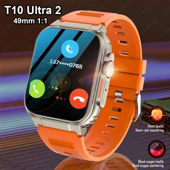 2024 T10 울트라 2 스마트 워치 남성용 49mm 시리즈 8, 2.3 인치 AMOLED 스크린, NFC 컴 패스, 방수, 애플 워치 lwo 울트라 8 스마트워치용 