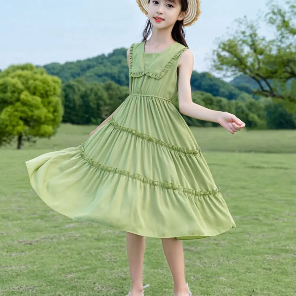 أزياء دمية طوق الفتيات فستان الأميرة حزب الشاطئ عطلة الصيف كعكة اللباس الحلو المراهقين الأطفال فستان طويل الصيف