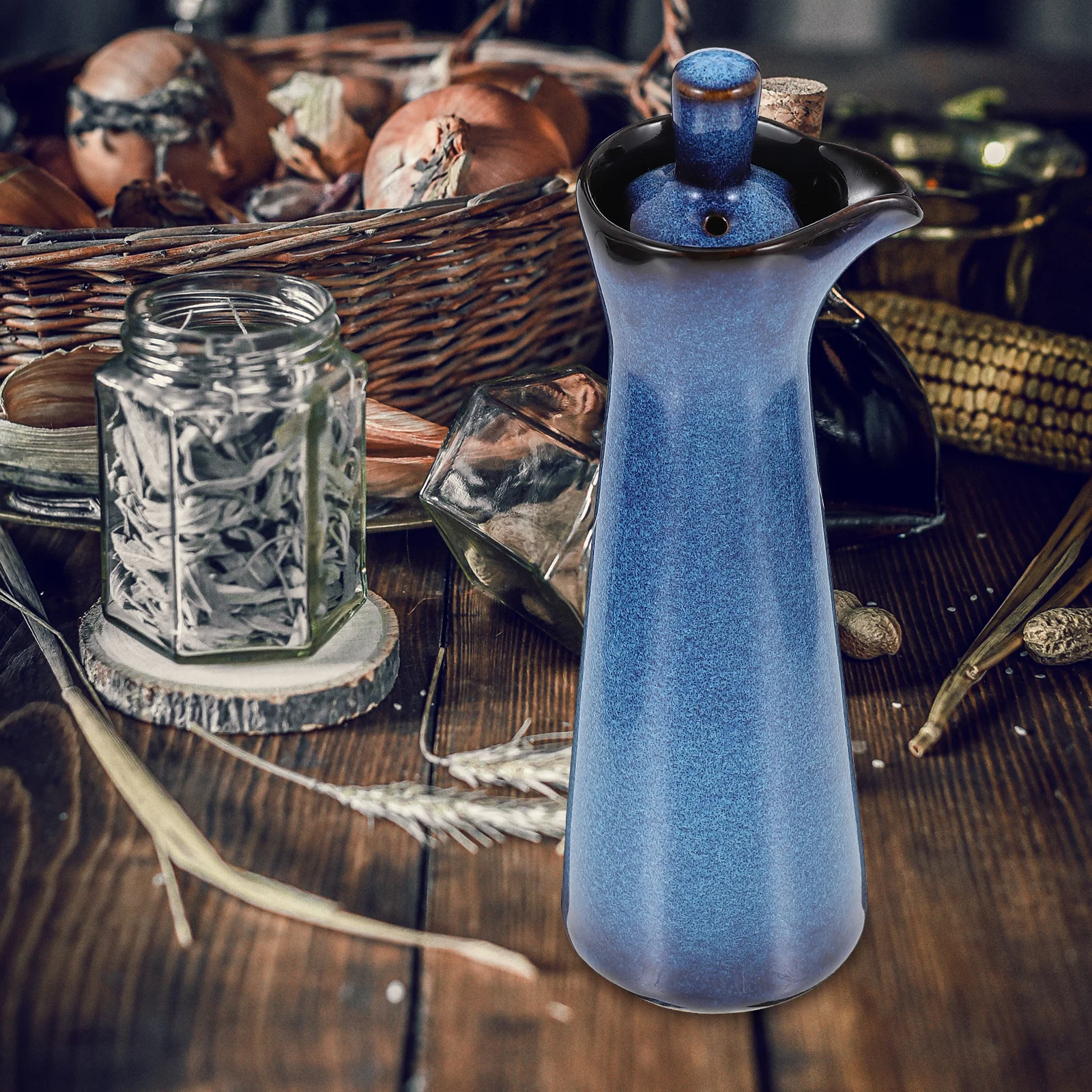 

Kiln-Glazed Ceramic Seasoning Bottle Japanese Style Sturdy Oil Vinegar Soy Sauce Container Kitchen Condiment Storage Jar