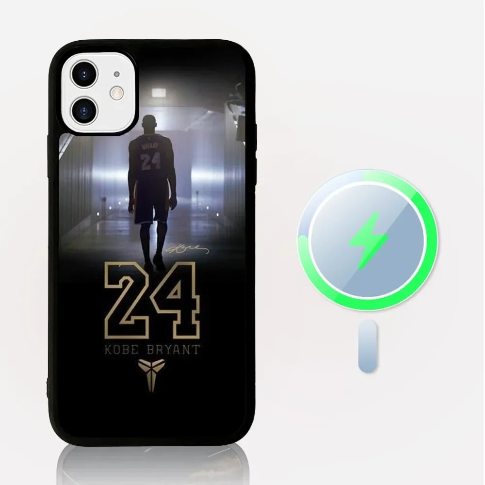 No.24 K-Kobe Basketball Player  Phone Case Magesafe Magnetic Wireless Charge Case For iPhone 11 12 13 14 15 Pro Max Plus Mini