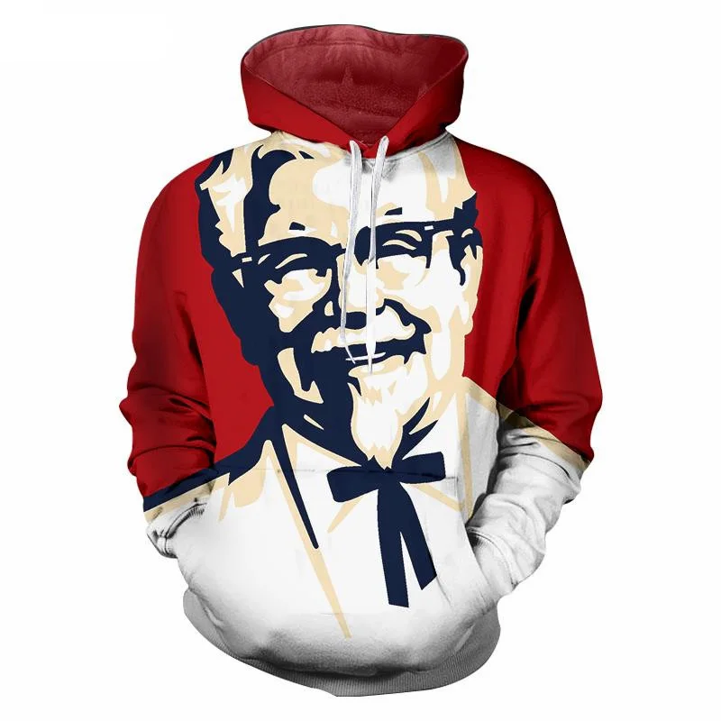 KFC ปู่ย่าตายาย3D พิมพ์เสื้อฮู้ดดี้กันหนาวผู้ชาย Hip Hop Streetwear เสื้อแขนยาว Pullover Tracksuits Hombre