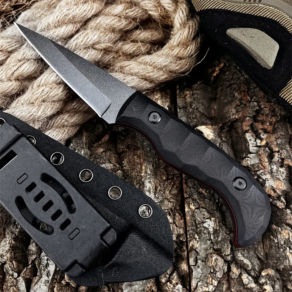 

Outdoor Knife Fixed Blade Knife 8Cr13Mov Steel Blade G10 Handle with K Sheath EDC Knife Camping Knife Hiking Fishing Knife