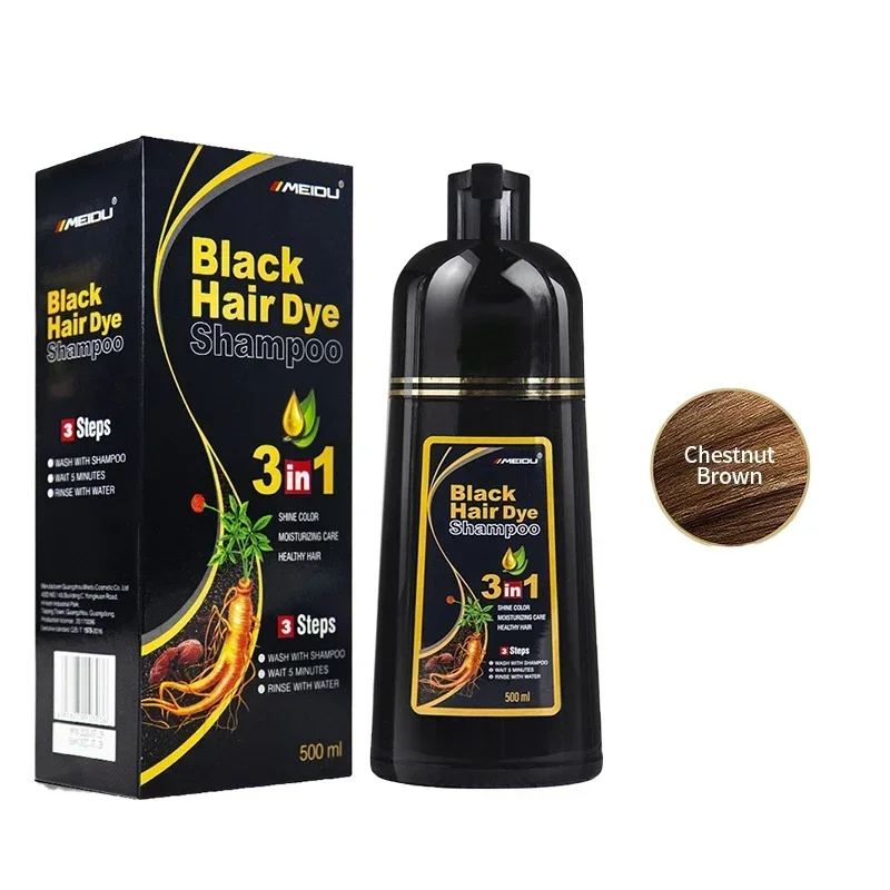 100 ml/500 ml Haarfärbe-Shampoo, 3-in-1, verdunkelndes Haar, sofort grau bis schwarz, Polygonum Multiflorum, natürliche Coloing-Abdeckung für Frauen