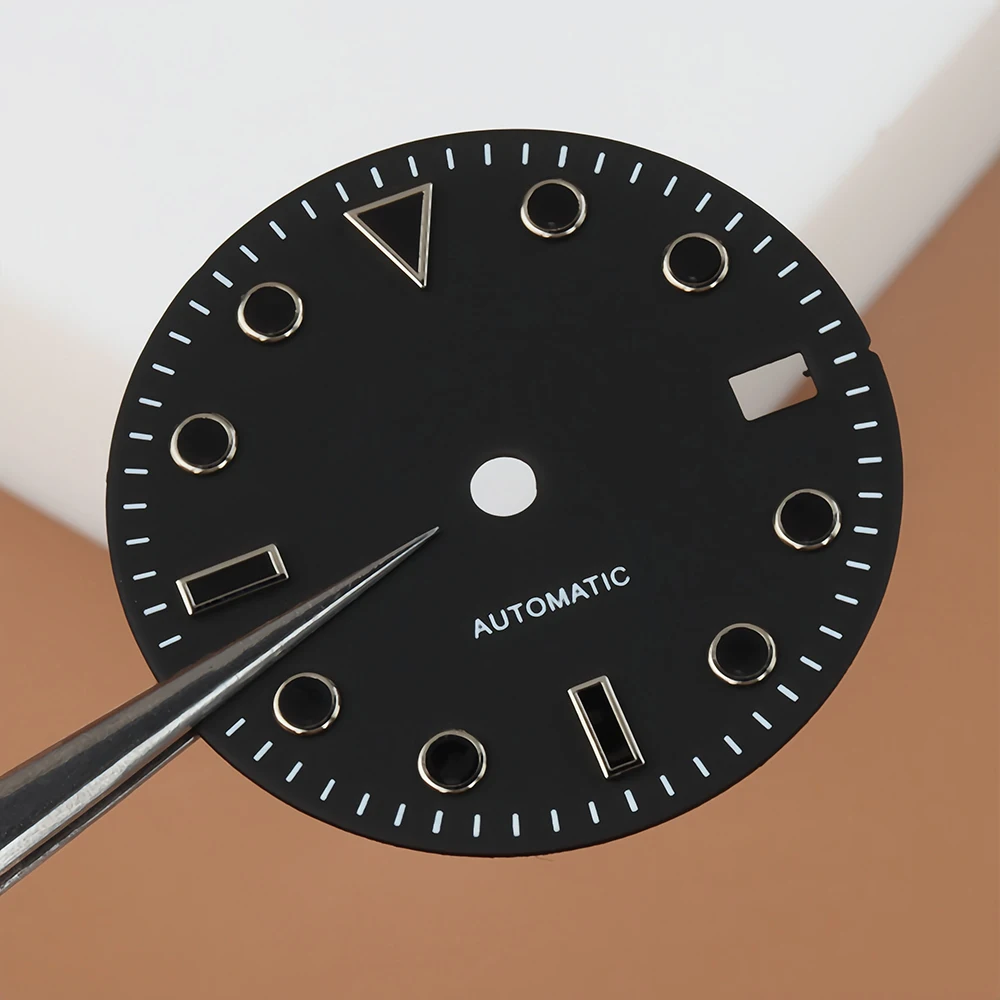 28.5mm Sterile Black Watch Dial Fit NH34 NH35 NH36 Movement For Yacht-Master Dial Hands No Luminous Fit 40mm Case Watch Face