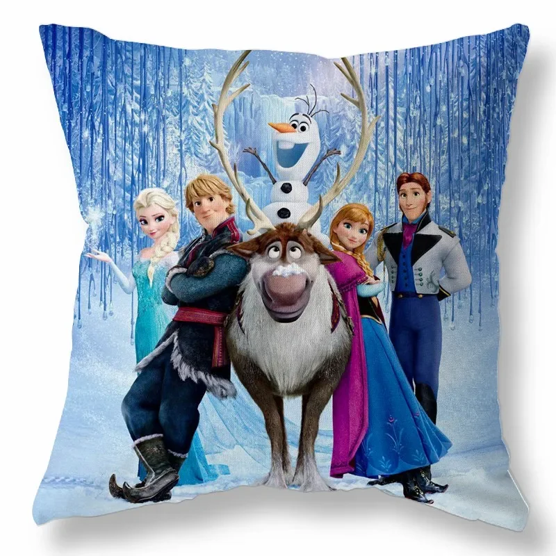 Disney Cartoon Cushion Cover Frozen Elsa Anna Princess PillowCase Decorative/Nap Room Sofa Baby Children Gift For Girl 40x40cm