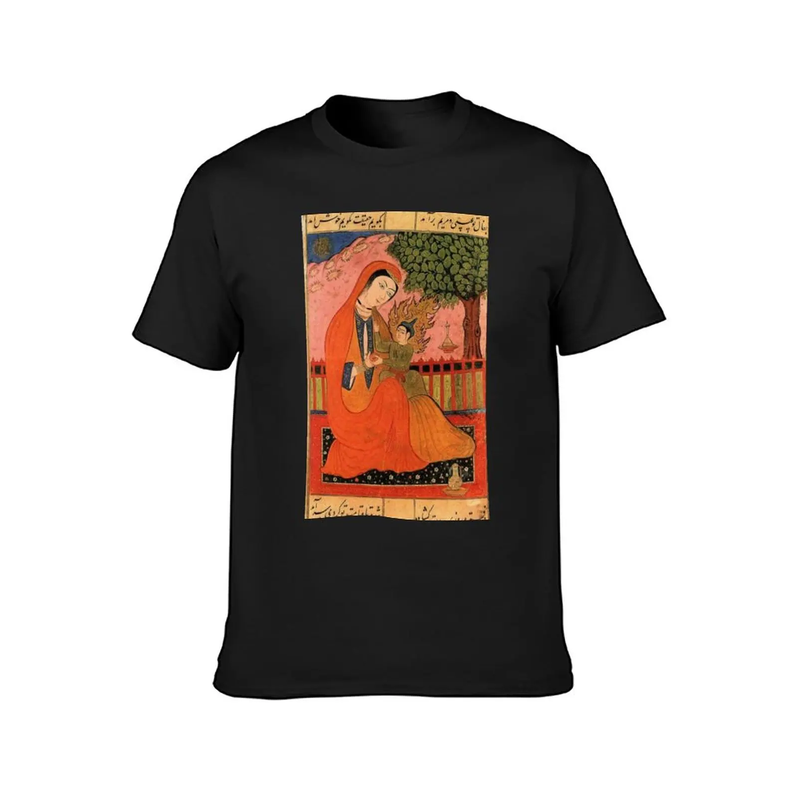 Mother Mary and Baby Jesus in a Persian miniature T-Shirt korean fashion funnys cute tops t shirt for men