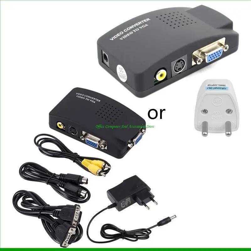 

U55C AV S Video To VGA Converter Composite AV S-Video to VGA Converter Box Portable