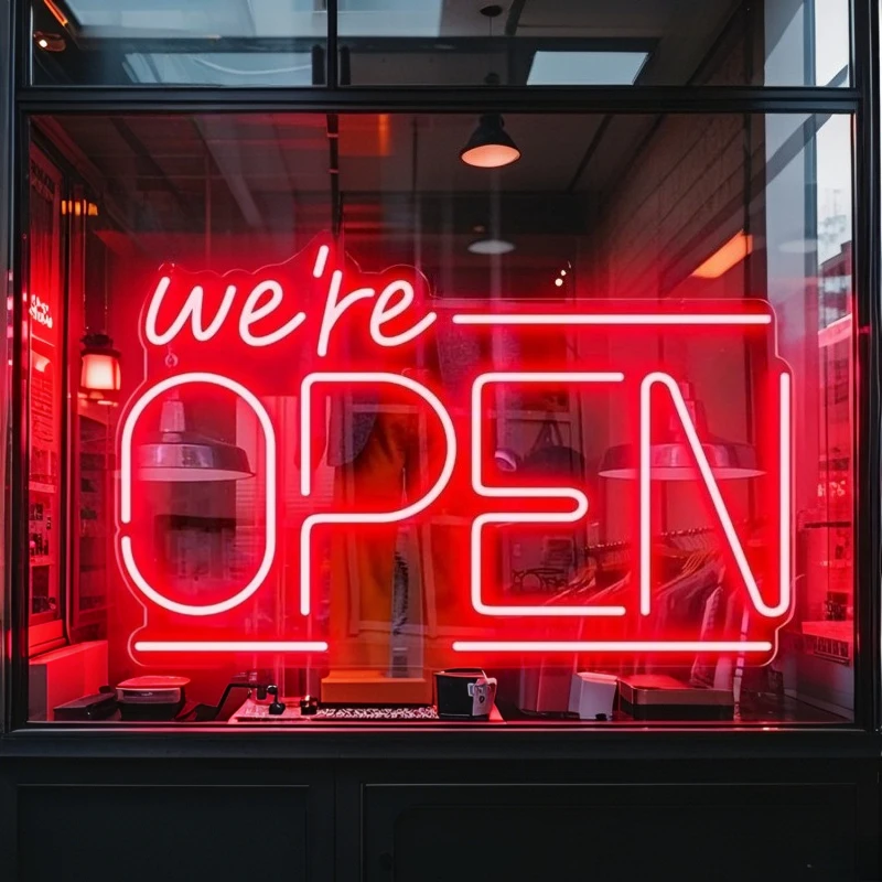 Open Sign Light For Business Ultra Bright LED Open Neon Sign For Business Storefront Window Glass Door Shop Store Bar Salon Cafe