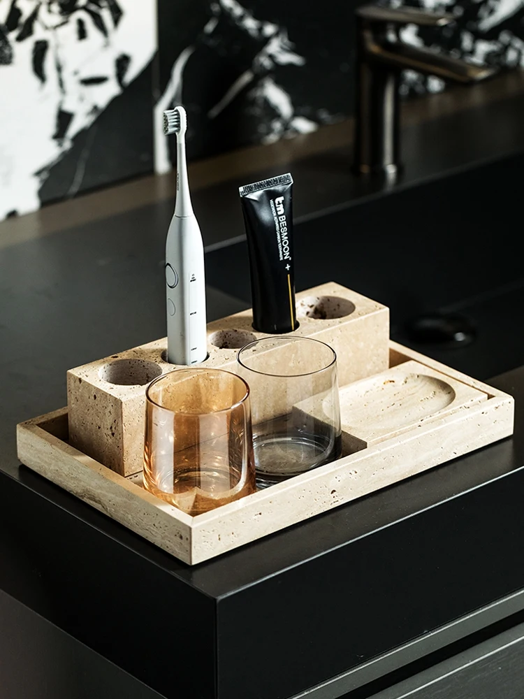 Wabi Sabi Toothbrush Holder Bathroom Sink Mouthwash Cup Storage Tray Soap Box Bathroom Accessories Set Home Decor Decoraction