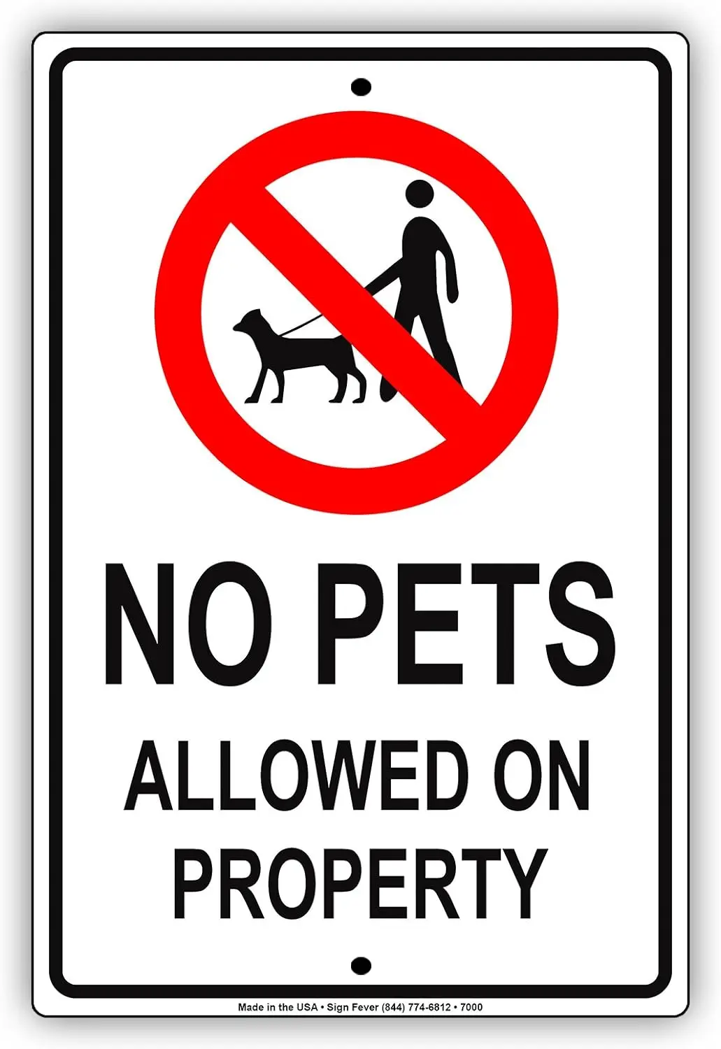 No Pets Allowed On Property Aluminum Metal Sign Animals Dogs Premises Cats 12