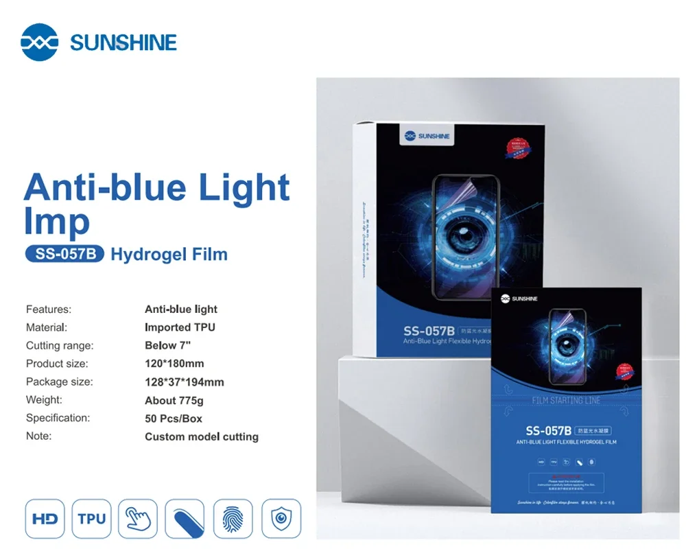 Sonnenschein SS-057 SS-057EK SS-057RK hydro gel film handy bildschirm schutz film mit schnitte qr code lcd bildschirms chutz – Detail 6