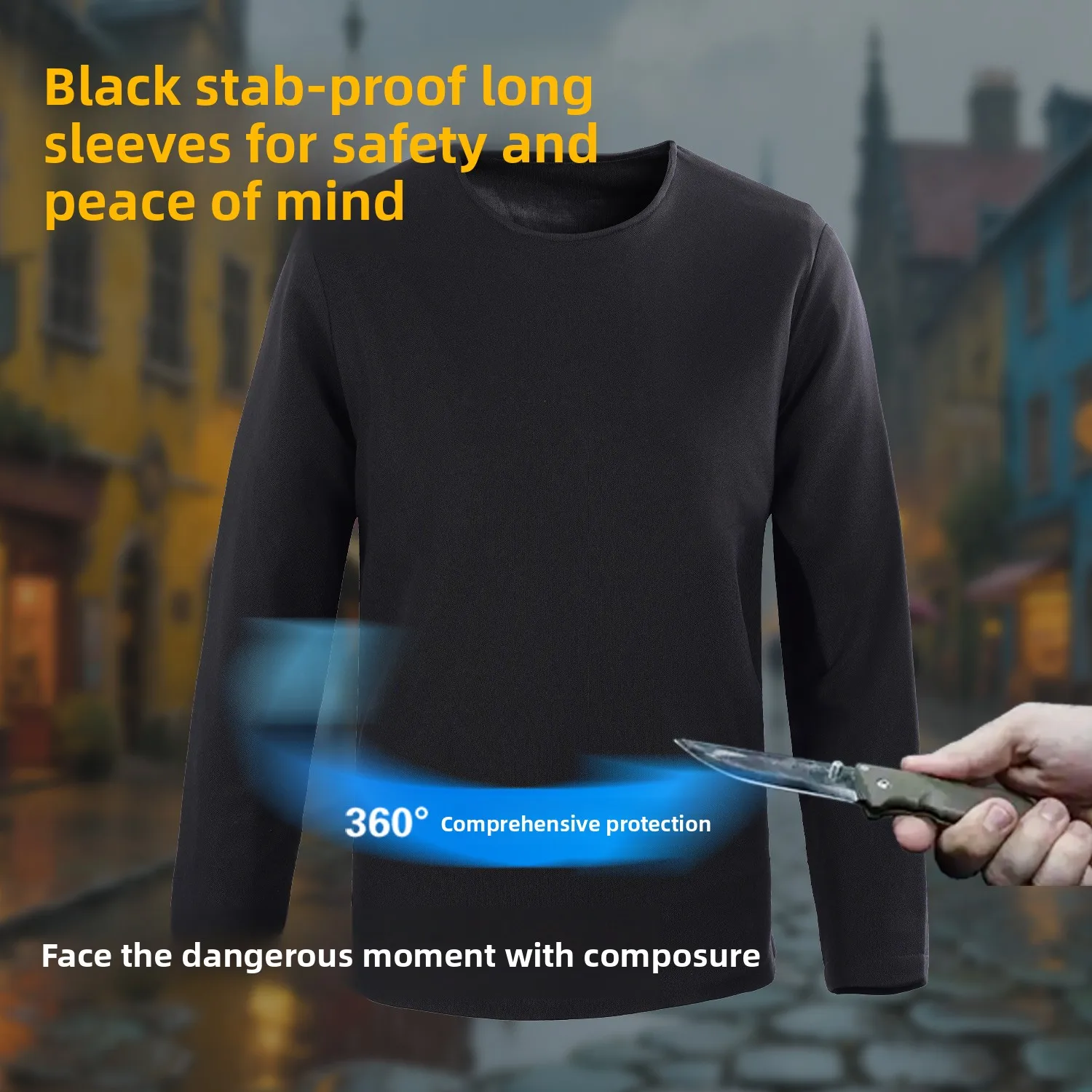 

Light and Soft Invisible Stab-proof Clothing Anti-cut Protective Clothing Anti-cut Black Long-sleeved Soft Health Clothing