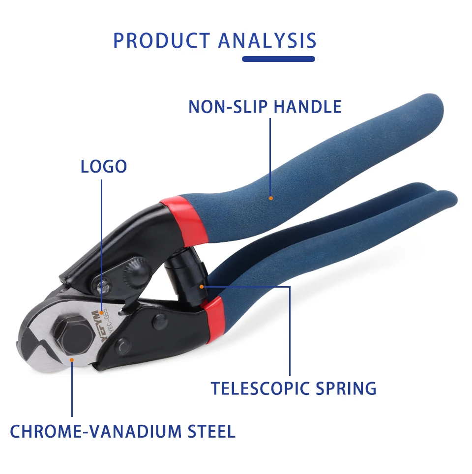 Stahlseilschneider YEC-GS5 Drahtseil- und Bleisiegel-Schneider Industriequalität 7,6″ Kraftsparende Zangenwerkzeuge – Detail 4