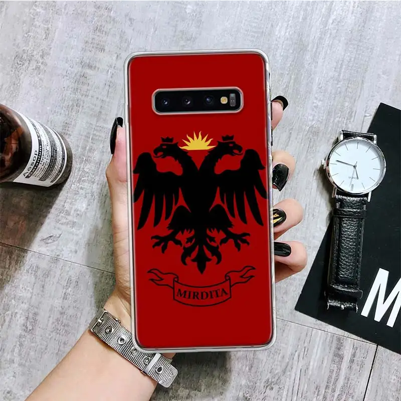 Albania Flag Eagle Phone Case For Samsung Galaxy S24 S23 S22 S21 S20 Ultra S20 FE S10 Plus S9 S8 + Fundas Cover Coque