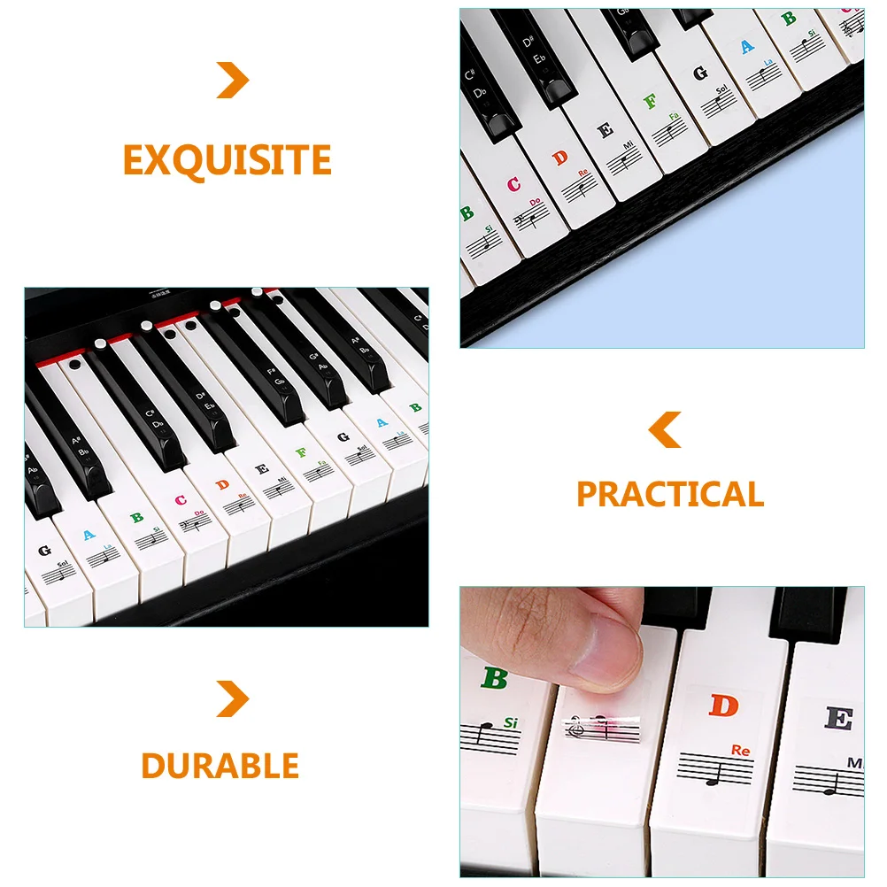 

2 Sheets Keyboard Stickers Piano Decals Note Label Numbered for Beginner Keys Notes Guide