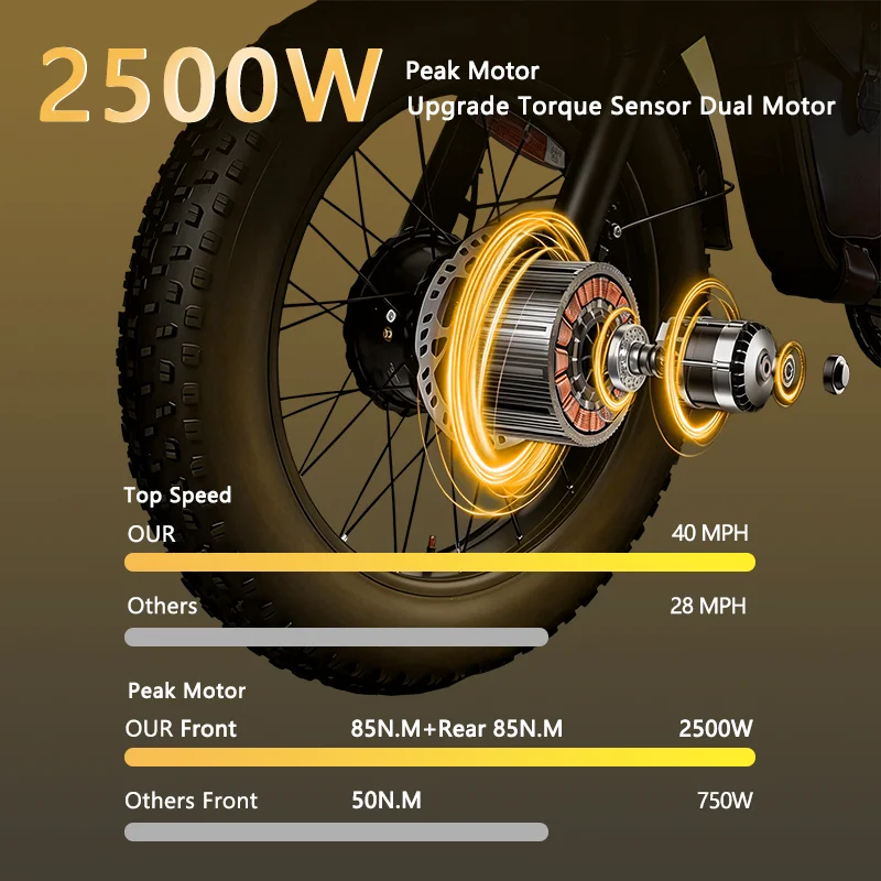 Adult Electric Bike 2500W Removable Battery 52V 29AH Electirc Bicycle 40MPH 20Inch Electric Mountain Bike 60 Miles Max Range