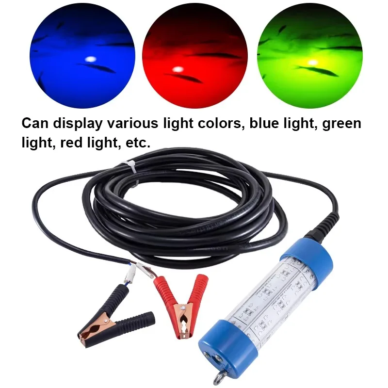 Lâmpada de pesca led subaquática verde 60w ip68 dupla à prova d'água iscas de luz de pesca de lula usadas por luz de pesca barcos subaquáticos