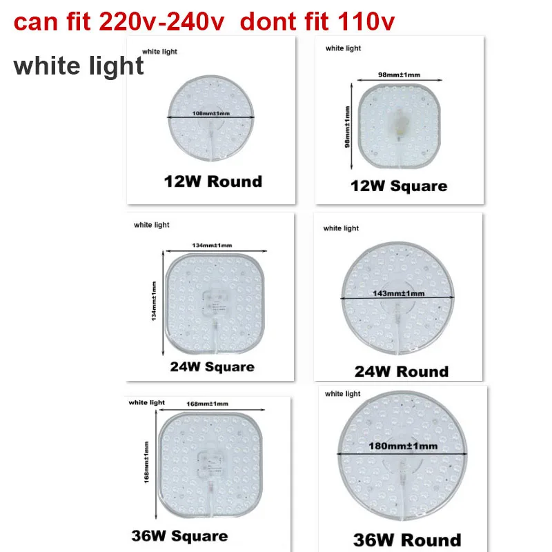 12w/24w/36W PANEL z pierścieniem LED koło białe źródło światła SMD2835 chipy LED kwadratowa okrągła płyta sufitowa lampa AC 220V p1