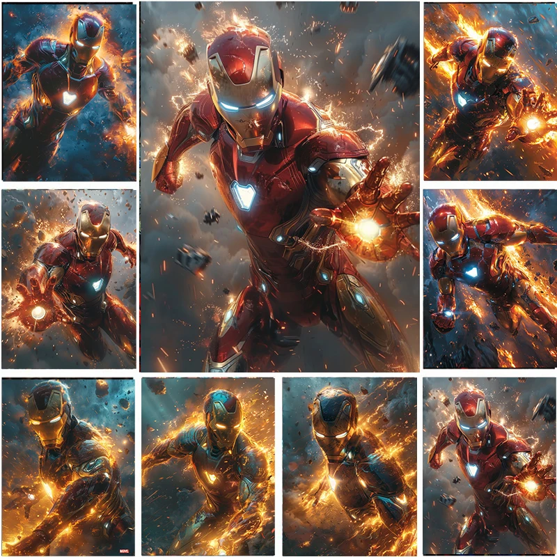 5D fai da te Marvel Diamond Painting Kit Iron Man Handmade Sticker diamante ricamo colore supereroe diamante mosaico decorazione della casa