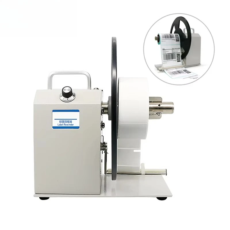 Rewinder Two-way Automatic Label Rewinding Machine 220V/110V Barcode Label Sticker Rewinder Label Paper Rewinding Tool