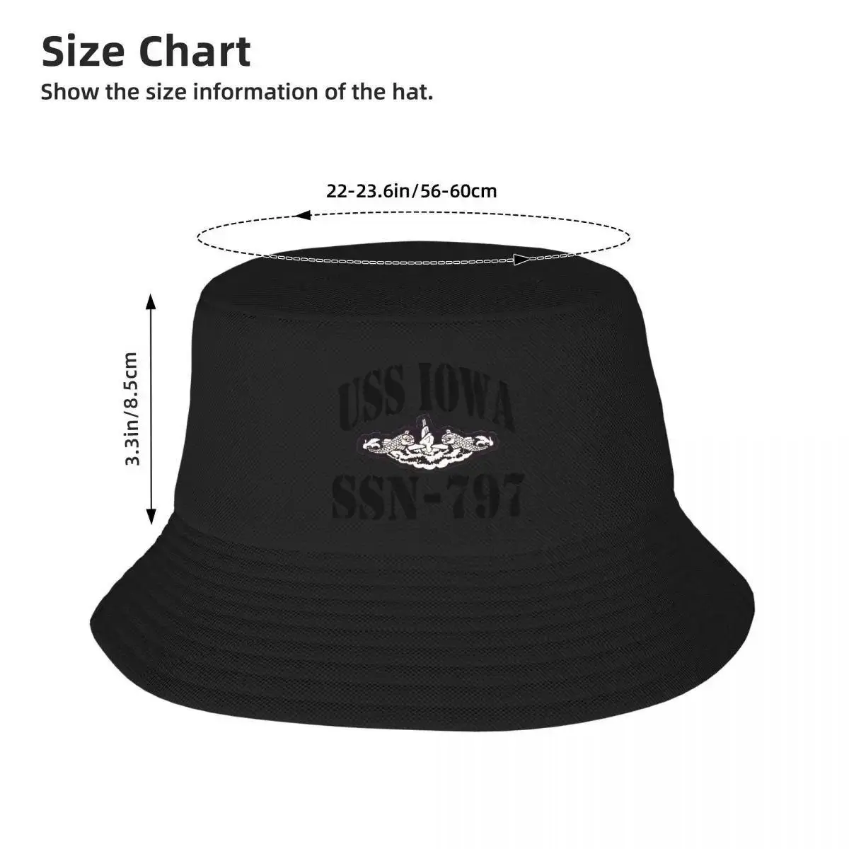 USS IOWA (SSN-797) SHIP'S STORE Bucket Hat foam party Hat Cap Uv Protection Solar Hat black For Men Women's
