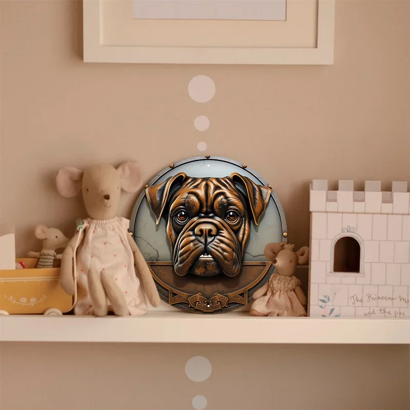 Aluminum Metal Boxer Dog Welcome Sign Cut Design vintage home bar decoracion hogar rustico farmhouse decor