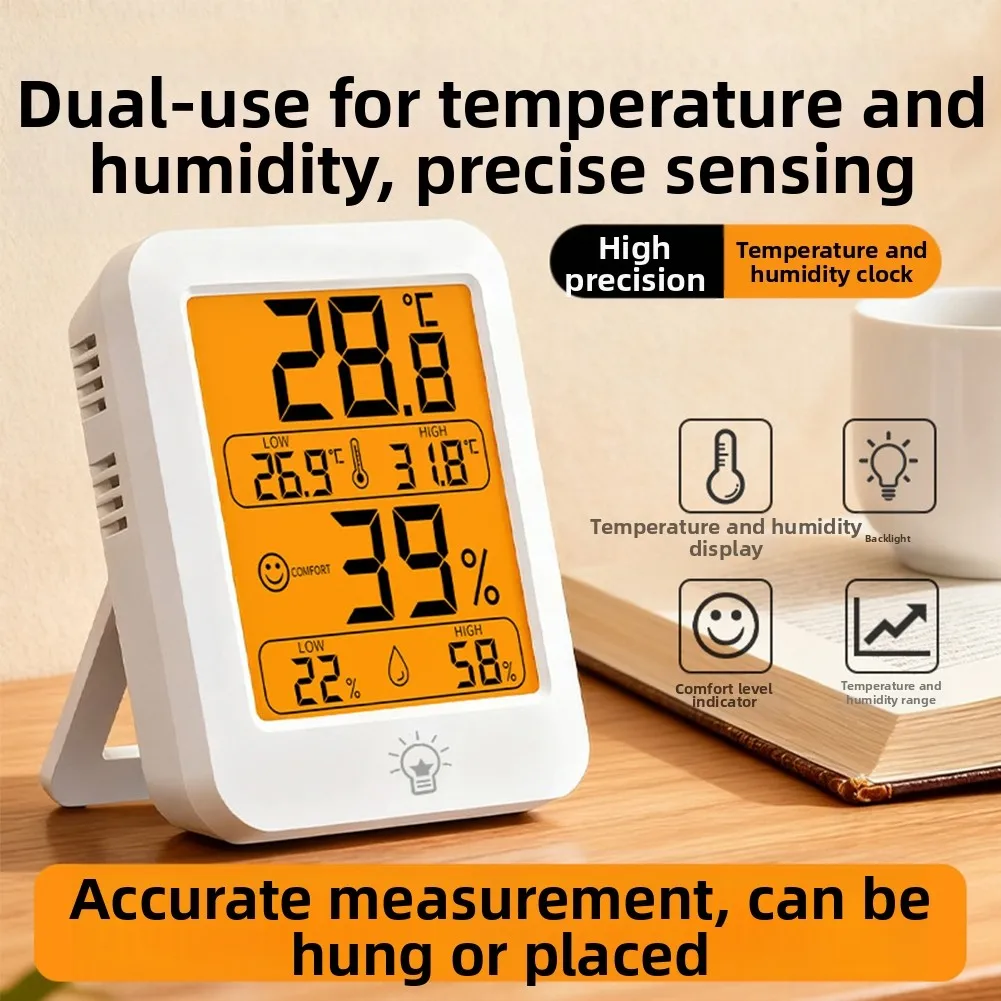 Intelligent Temperature and Humidity Meter with Backlit Display and Magnetic Mount for Home and Office Monitoring