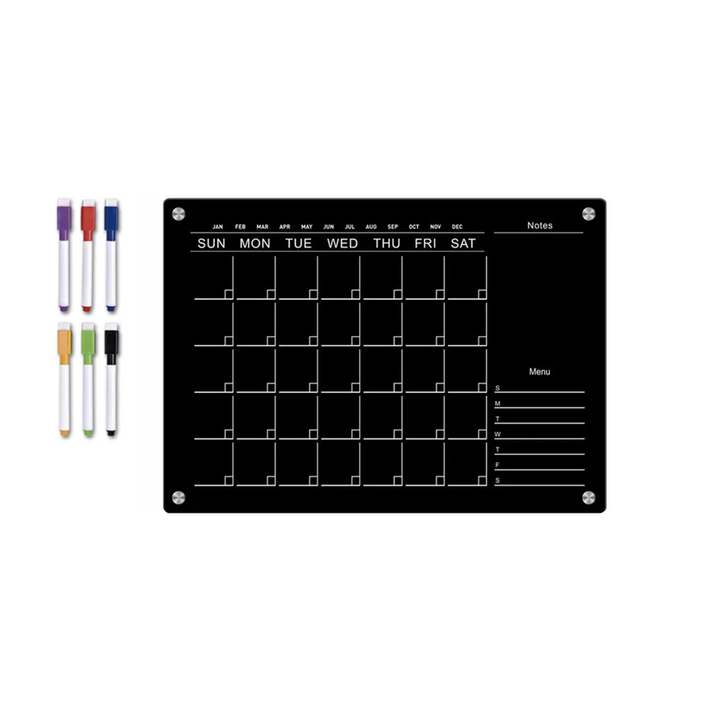 Acrylic Refrigerator Weekly Calendar Set  Plan Your Week Efficiently  Transparent Magnetic Panel  Easy to Clean  Stay Organized