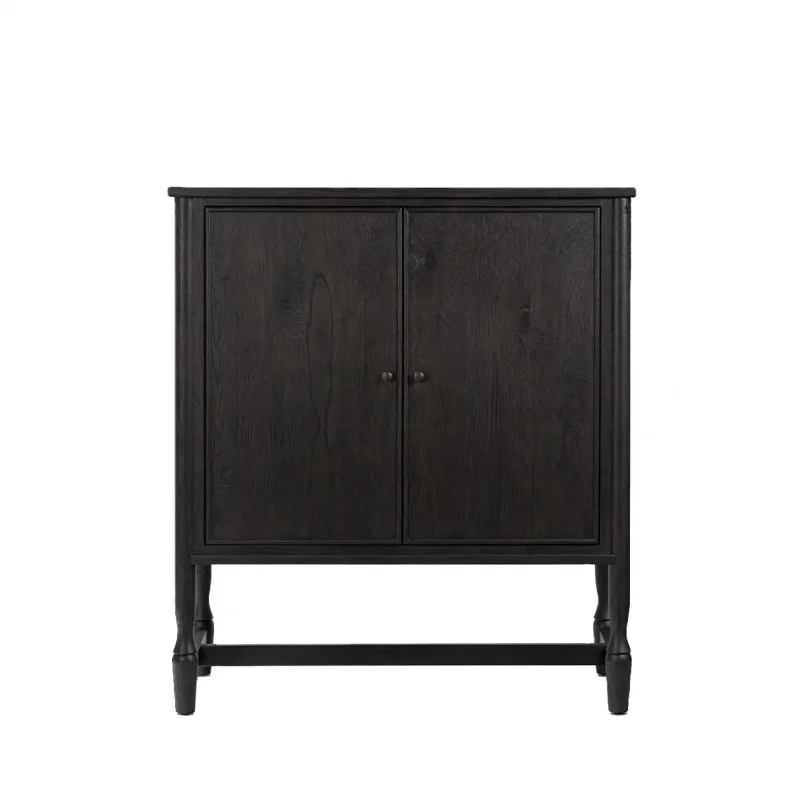 custom.American-Style Retro Solid Wood Sideboard High Cabinet with Modern Design Black Living Room High-End Storage Cutlery C