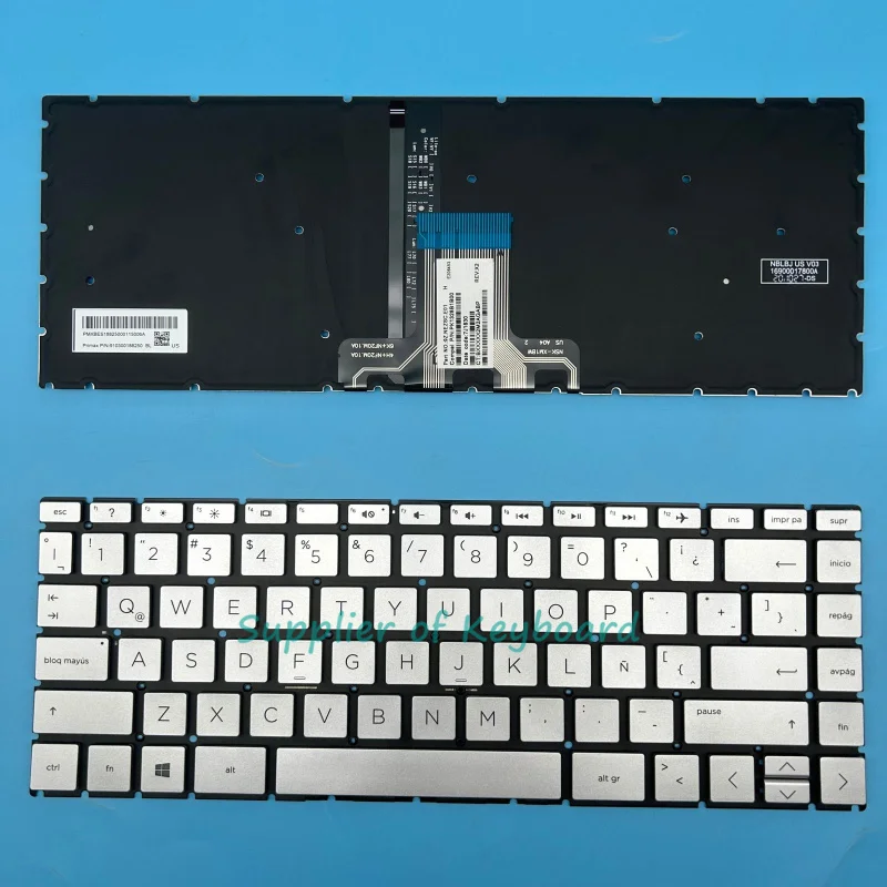 NEW Latin Spanish Keyboard For HP Home 14-dq 14-dq0000 14s-dq0000 14-dq1001la 14-dq1002la 14-dq1003la Black/Silver