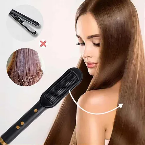 Imagen 2 del producto Plancha de pelo eléctrica de calentamiento rápido, plancha de pelo profesional de iones negativos, cepillo de peinado para el cuidado del cabello