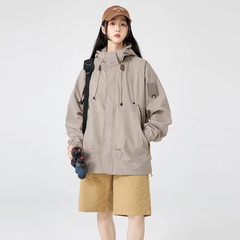 

Mens Womens Single Layer Jacket Outdoor Hiking Workwear Multi Pocket Mountain Coat Windproof Lightweight Casual Unisex Outerwear