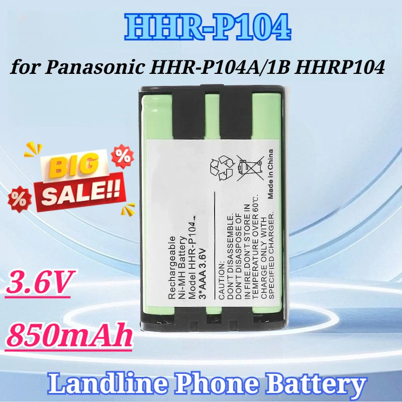 

3.6V 850mAh Home Phone Battery for Panasonic HHR-P104 HHR-P104A/1B HHRP104 NiMH Rechargeable Battery