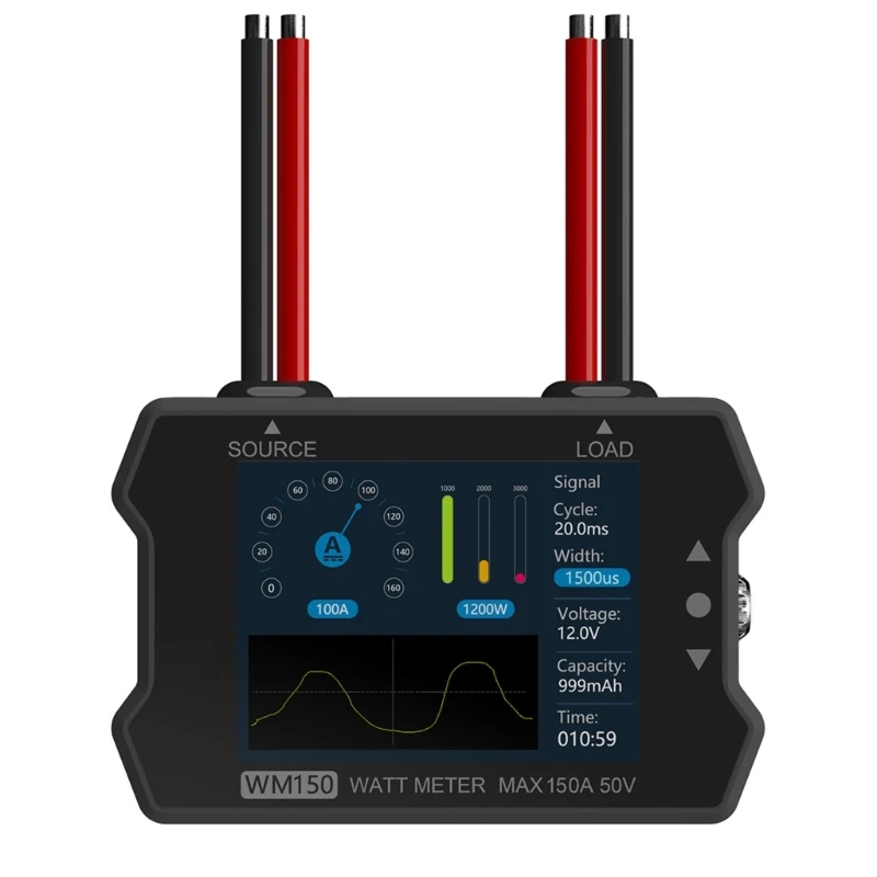 

WM150 150A 50V Watt Meter Accurate Motor Testing Device Measure Current and Precisely Large LCD Display