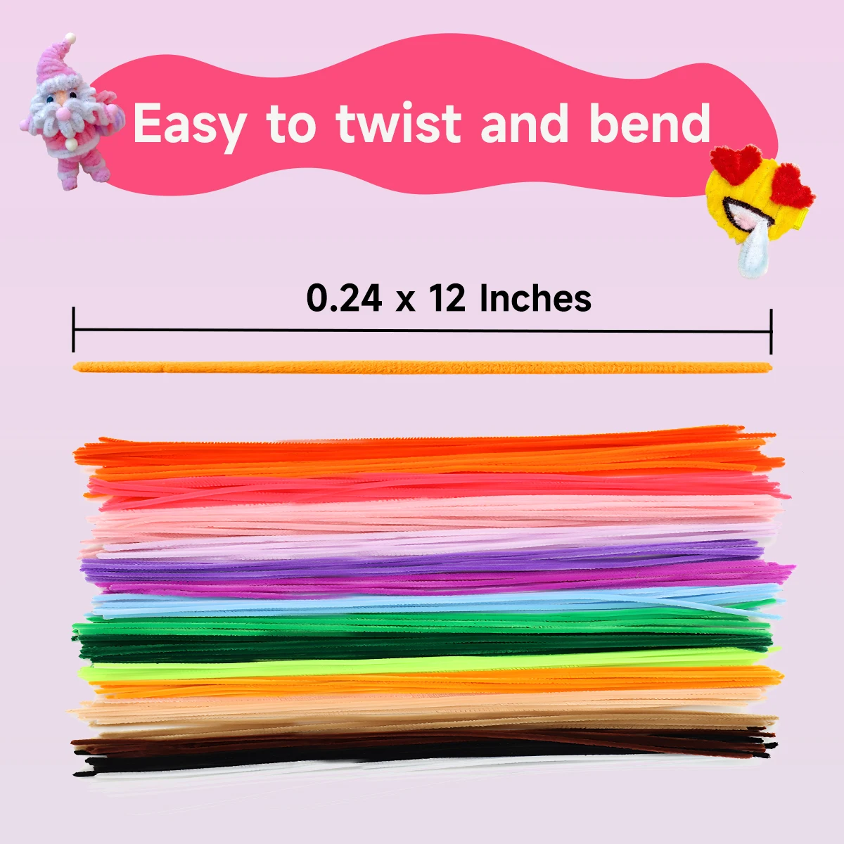 900pcs Multi-color Chenille Stems, Pipe Cleaners Craft Material, Creative Hair Band, Handmade DIY Twisting Stick Arts Decoration