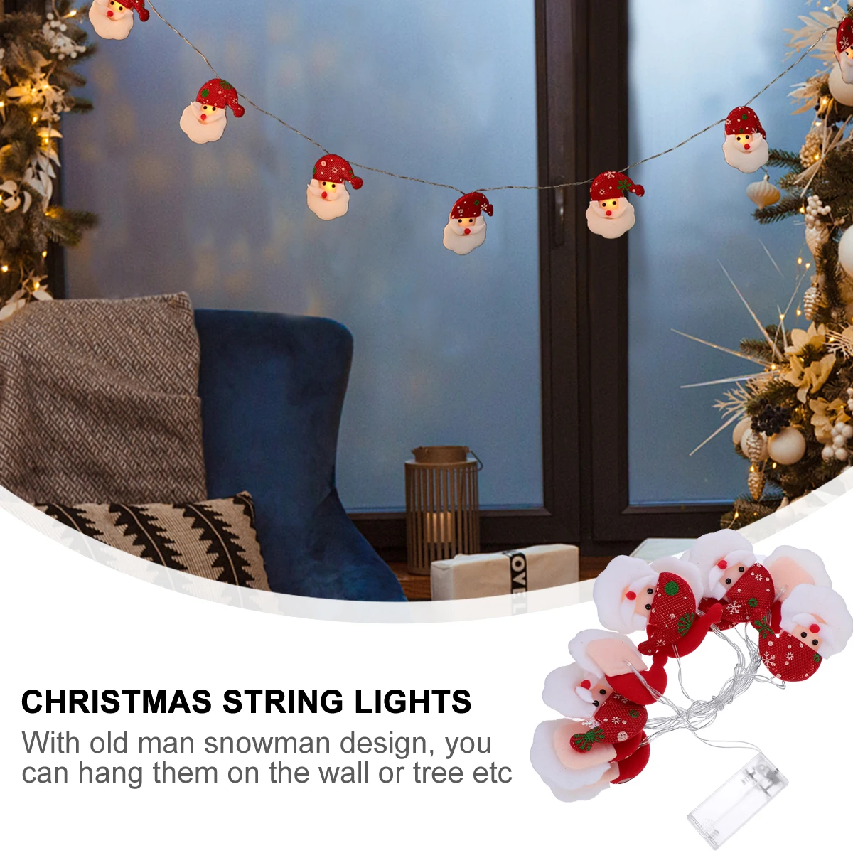 

Christmas Snowman String Lights Flannel Decor Hanging Outdoor Lightweight Portable Festive Christmas Party Decorations