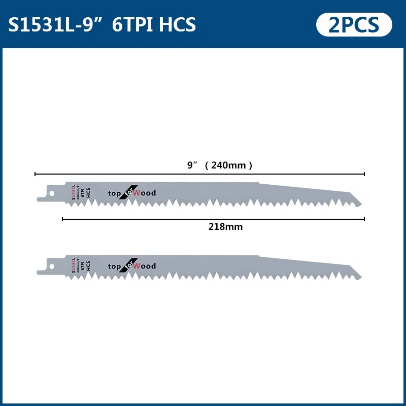 Hoja de sierra de Jig CMCP, 2 piezas, hojas de rompecabezas S1531L, 9,5 ''para corte de madera, sierra de sable, herramienta eléctrica, hoja de sierra recíproca