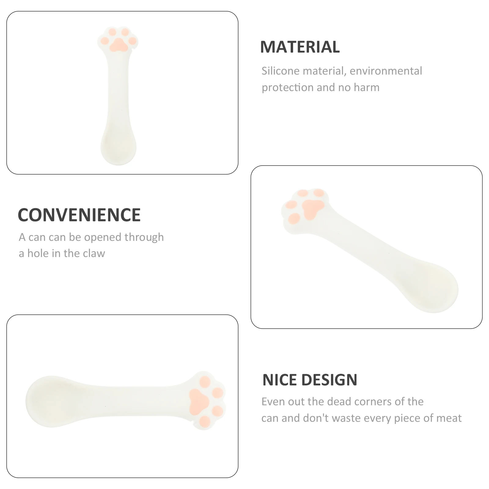

Silicone Pet Food Opener Spoon Compact Lever Handle for Cat Dog Reaching Bottom Corner Easily Manual Can Opener Feeding Tool