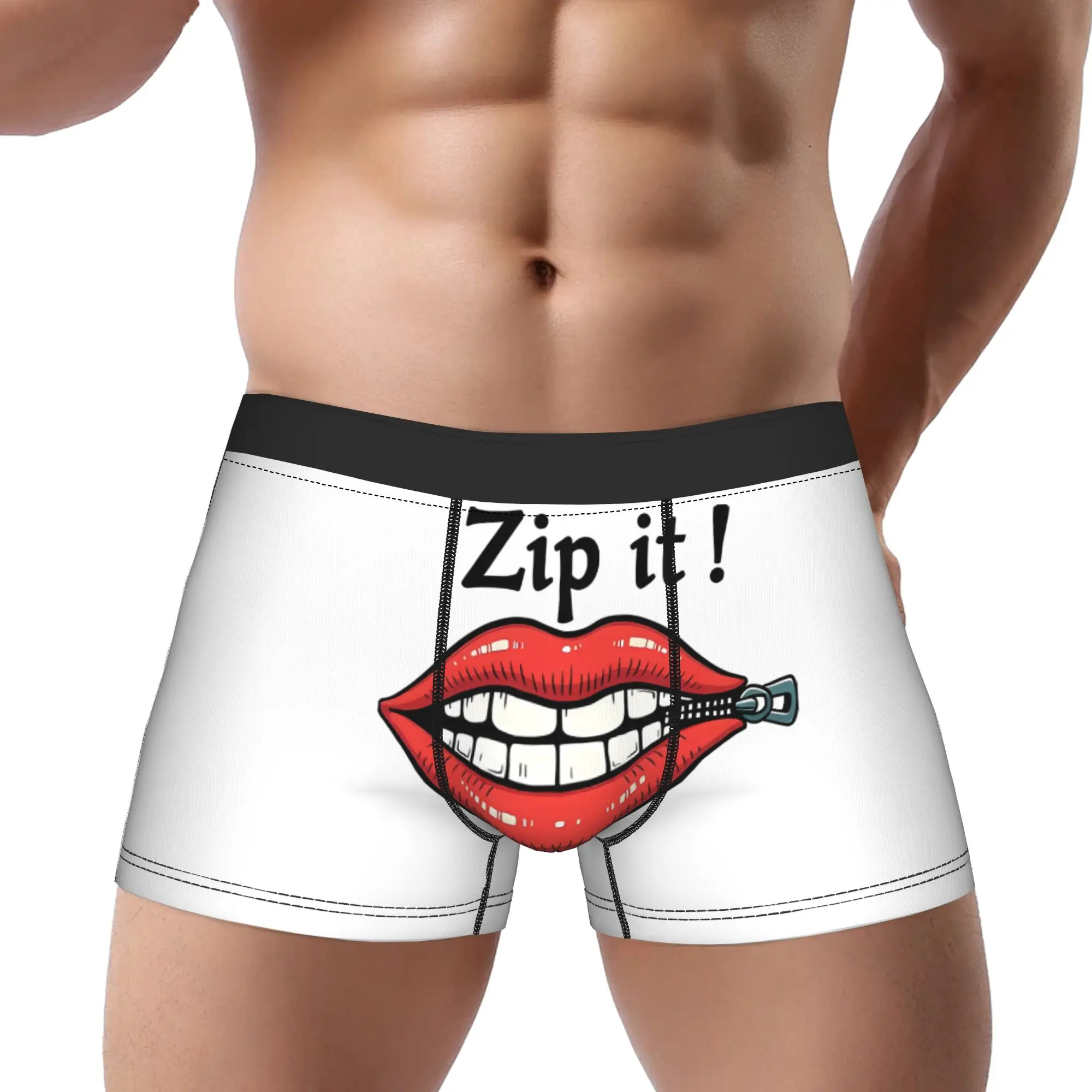 

Zip It Lips Bath Mat Zipper Underpants Breathbale Panties Man Underwear Ventilate Shorts Boxer Briefs