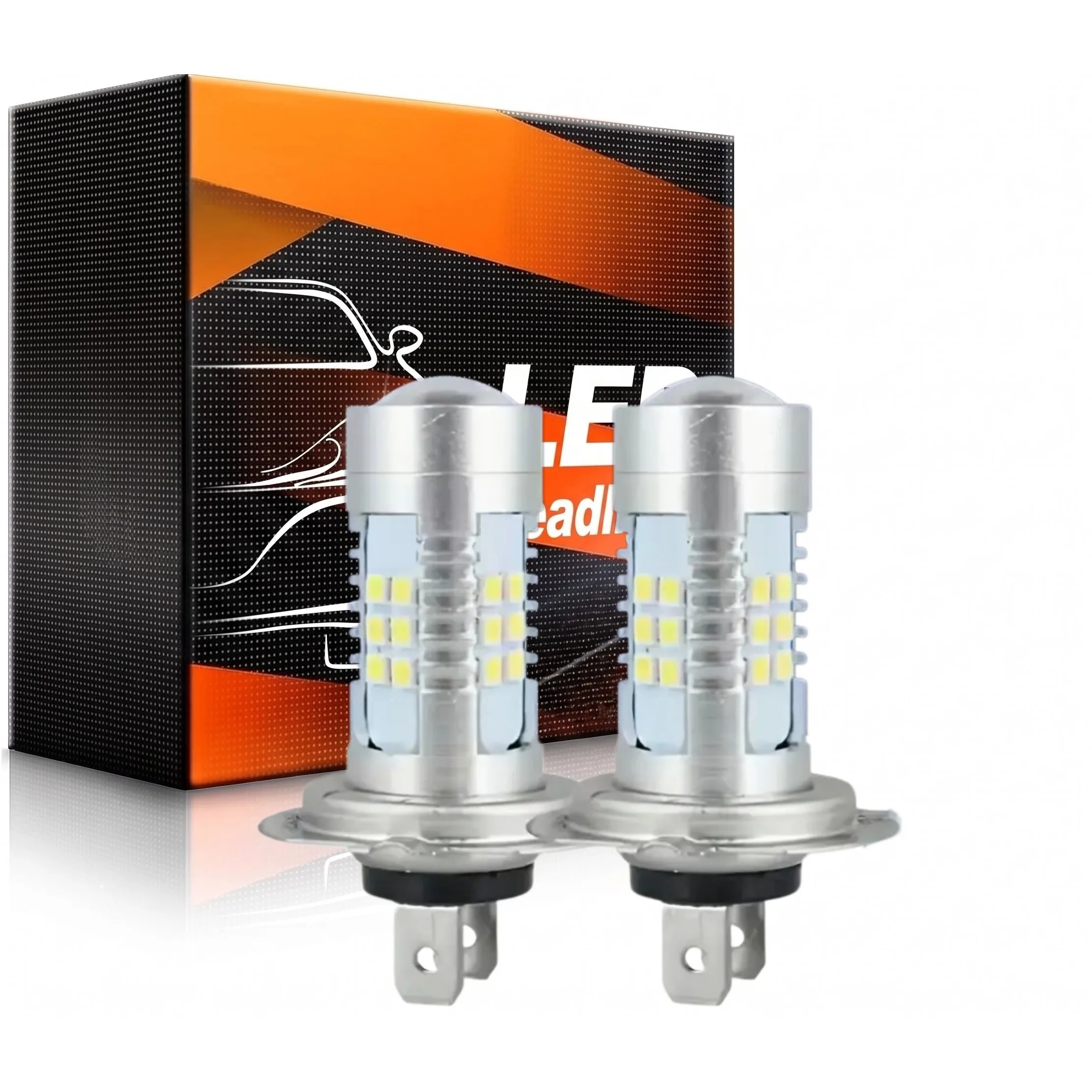 Set of 2 H7 LED Headlight Bulbs, Bright White, Suitable for Beam, 6500K, Without Battery