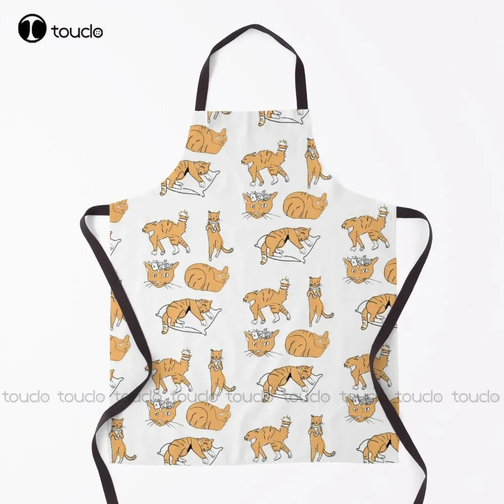 Funny Ginger Cat Art Apron Cooking Apron For Women Men Unisex Adult Garden Kitchen Household Cleaning Apron